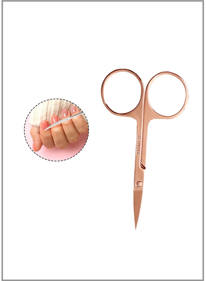 Stainless Steel Eyebrow Scissors - 2.0mm Rose Gold Type A (Header Card Pouch) - Image 4